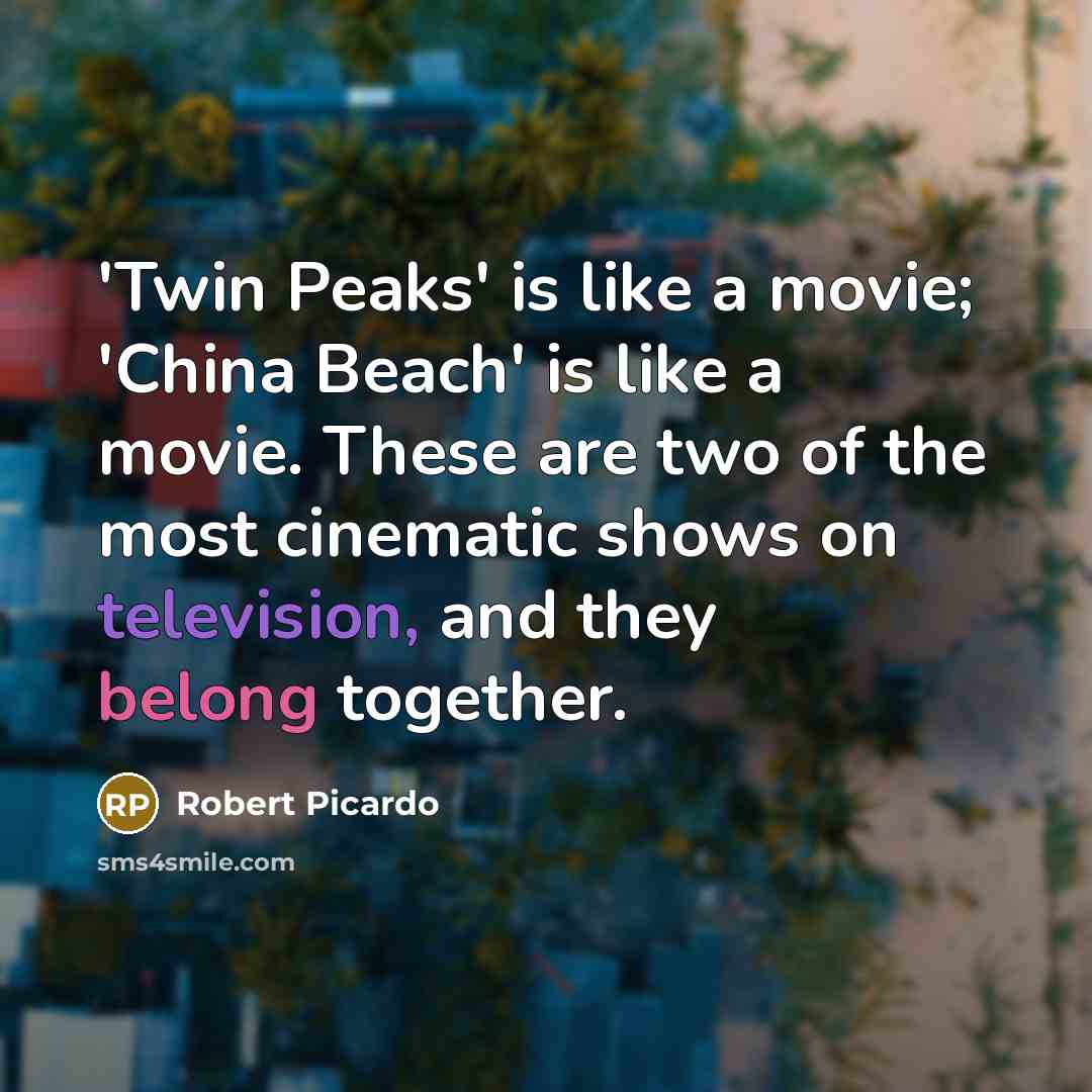 “'Twin Peaks' is like a movie; 'China Beach' is like a movie. These are two of the most cinematic shows on television, and they belong together.” quote by Robert Picardo