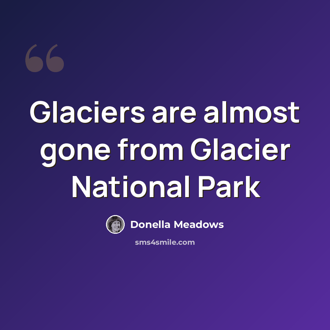 “Glaciers are almost gone from Glacier National Park” quote by Donella Meadows