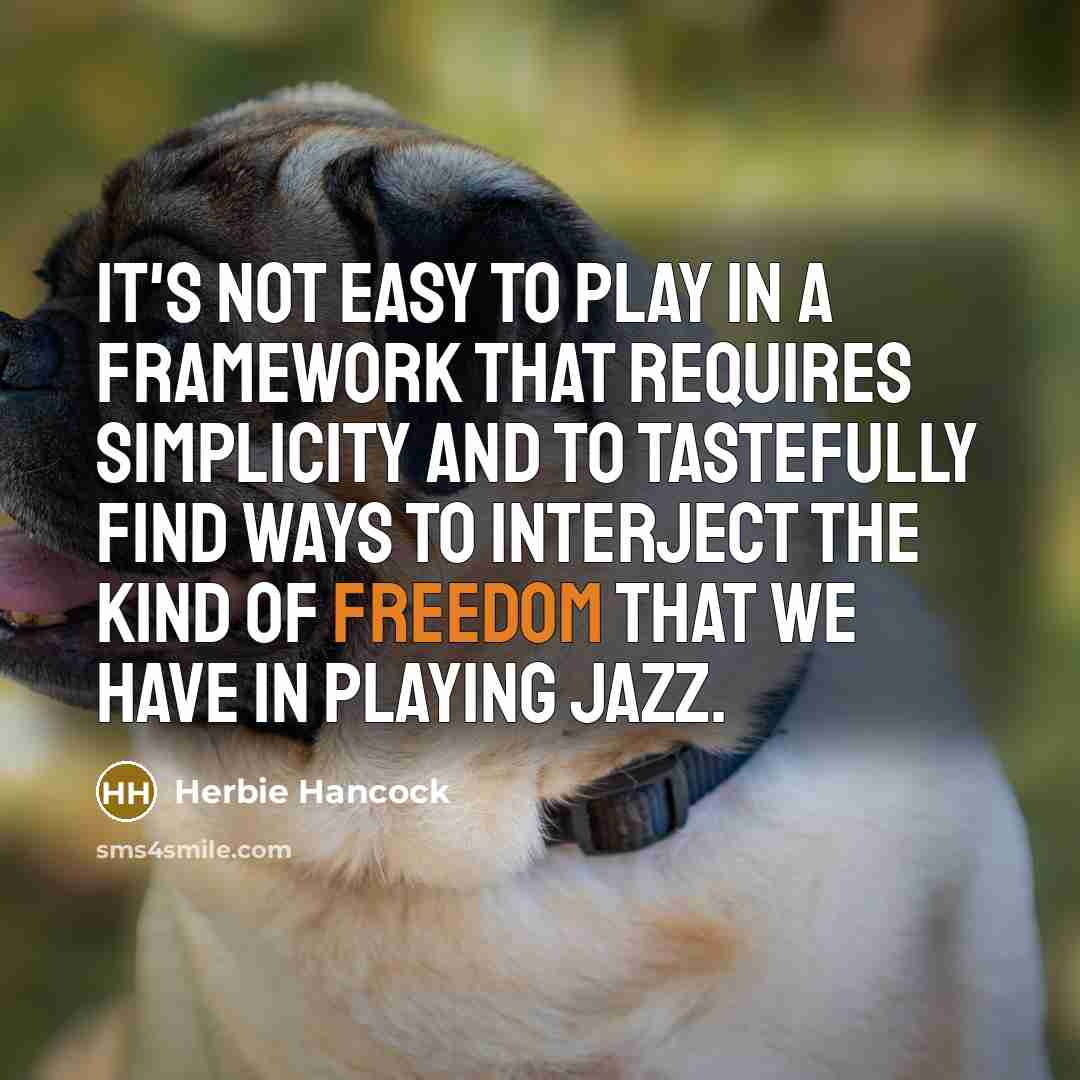 “It's not easy to play in a framework that requires simplicity and to tastefully find ways to interject the kind of freedom that we have in playing jazz.” quote by Herbie Hancock