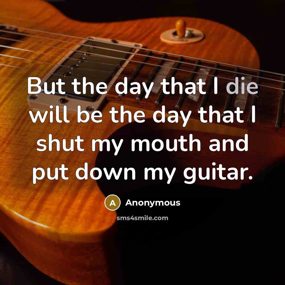 “But the day that I die will be the day that I shut my mouth and put down my guitar.” quote by Anonymous
