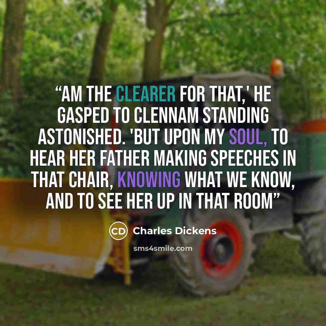 “am the clearer for that,' he gasped to Clennam standing astonished. 'But upon my soul, to hear her father making speeches in that chair, knowing what we know, and to see her up in that room” quote by Charles Dickens