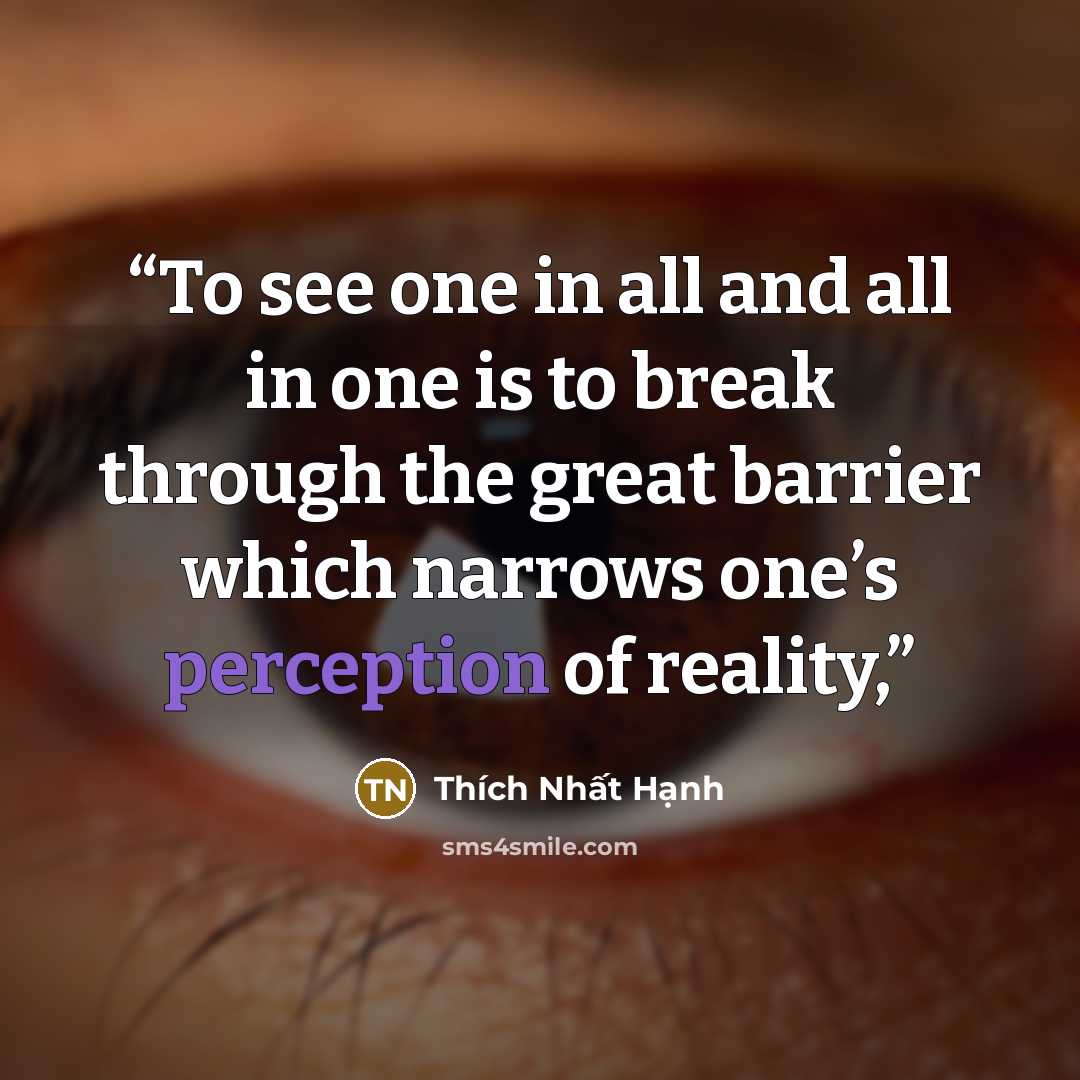 “To see one in all and all in one is to break through the great barrier which narrows one’s perception of reality,” quote by Thích Nhất Hạnh
