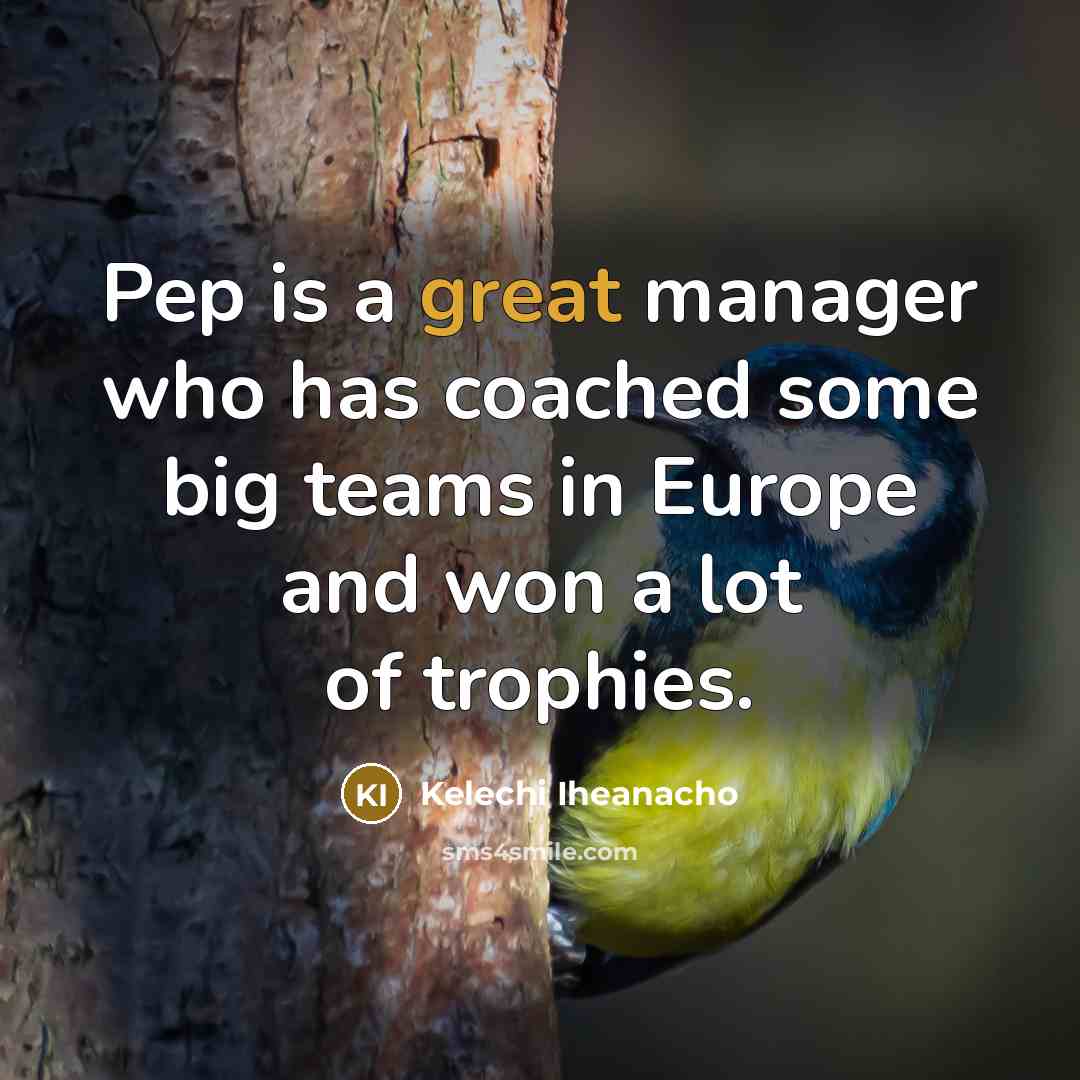 “Pep is a great manager who has coached some big teams in Europe and won a lot of trophies.” quote by Kelechi Iheanacho