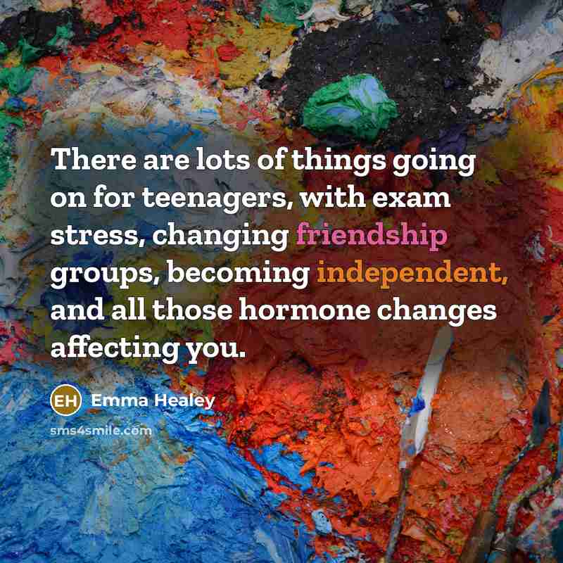 “There are lots of things going on for teenagers, with exam stress, changing friendship groups, becoming independent, and all those hormone changes affecting you.” quote by Emma Healey