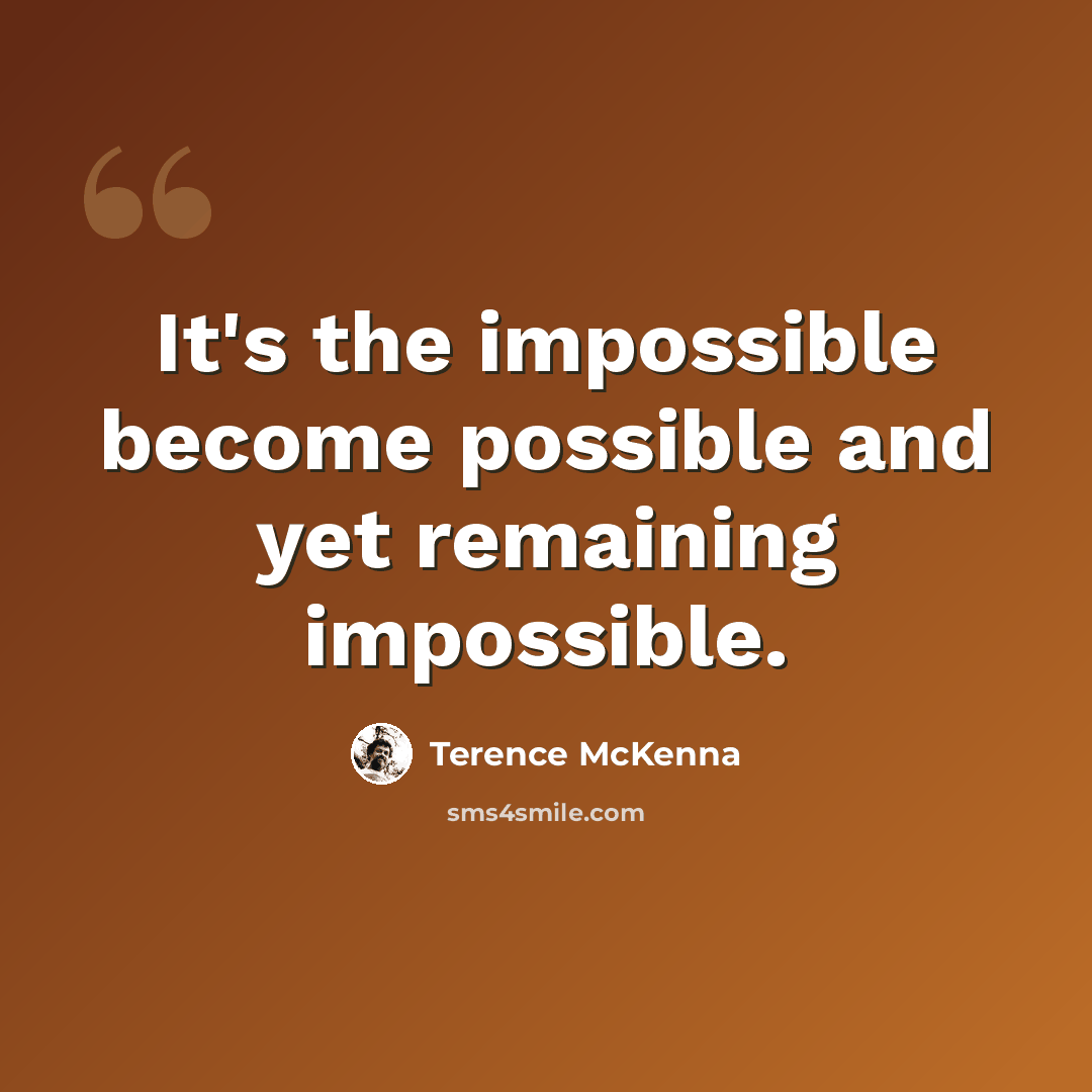 “It's the impossible become possible and yet remaining impossible.” quote by Terence McKenna