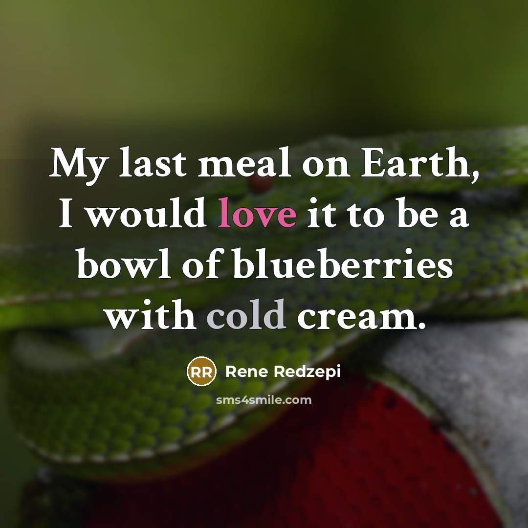 “My last meal on Earth, I would love it to be a bowl of blueberries with cold cream.” quote by Rene Redzepi
