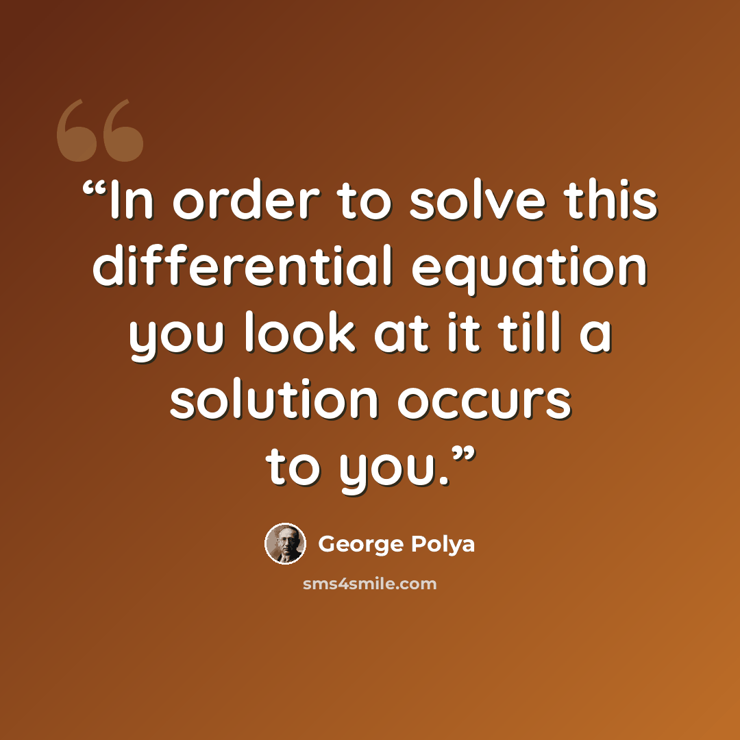 “In order to solve this differential equation you look at it till a solution occurs to you.” quote by George Pólya