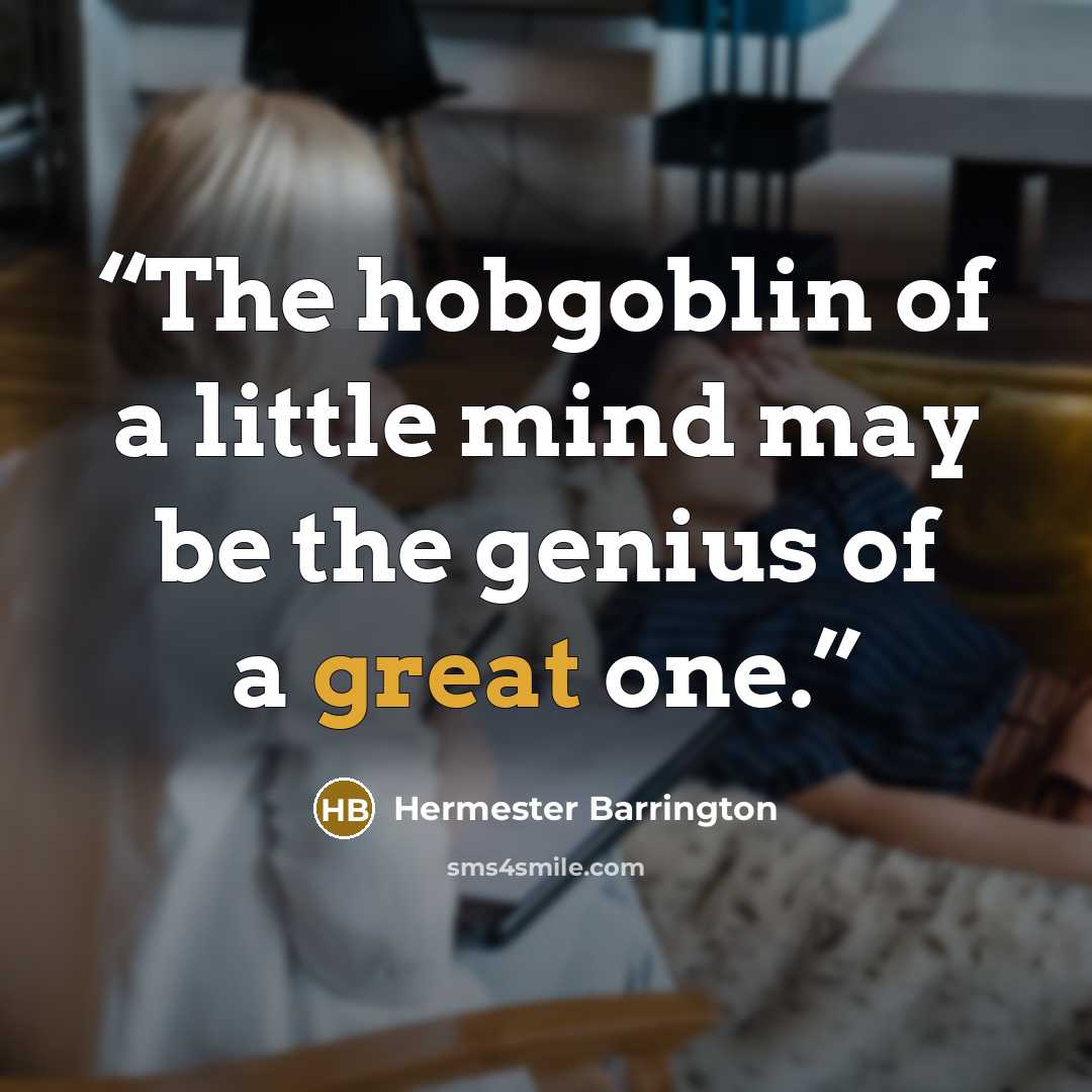 “The hobgoblin of a little mind may be the genius of a great one.” quote by Hermester Barrington