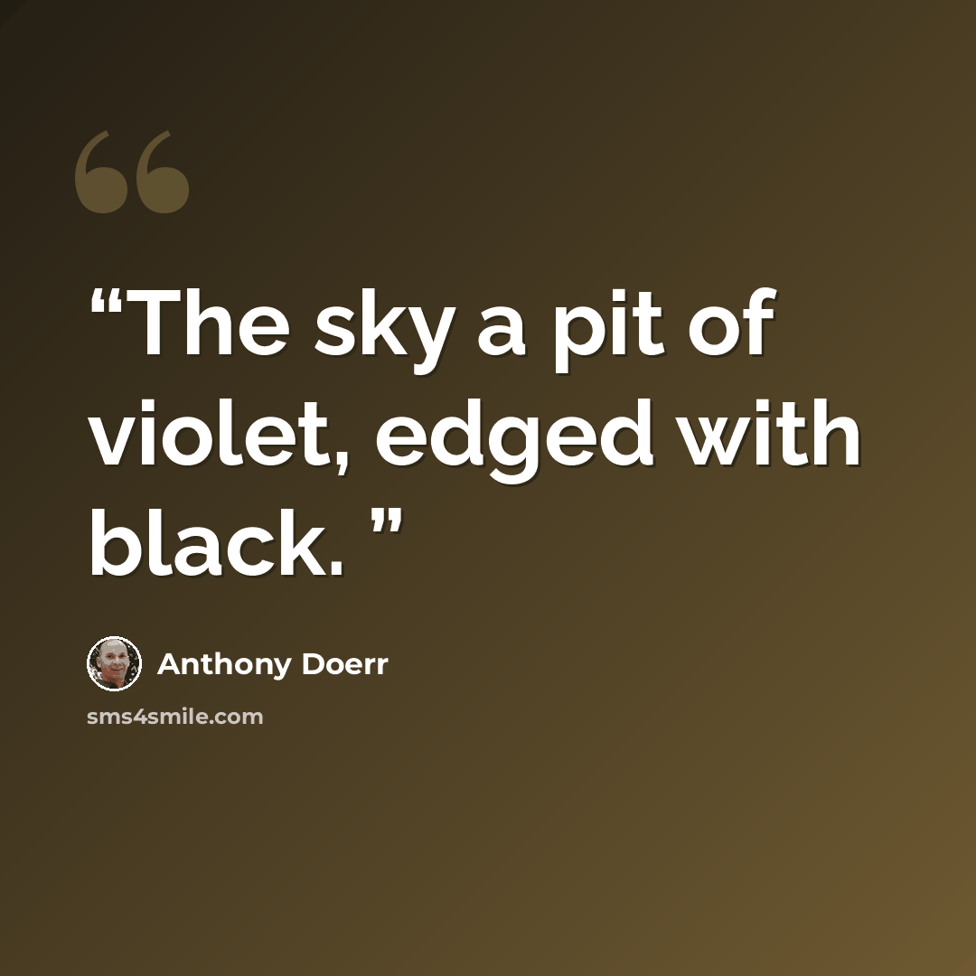 “The sky a pit of violet, edged with black.” quote by Anthony Doerr