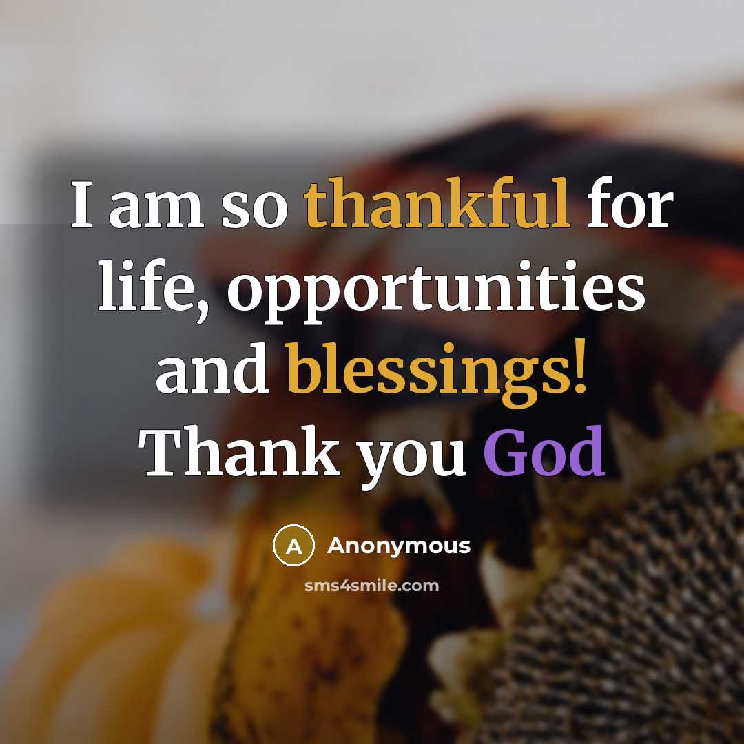 “I am so thankful for life, opportunities and blessings! Thank you God” quote by Anonymous