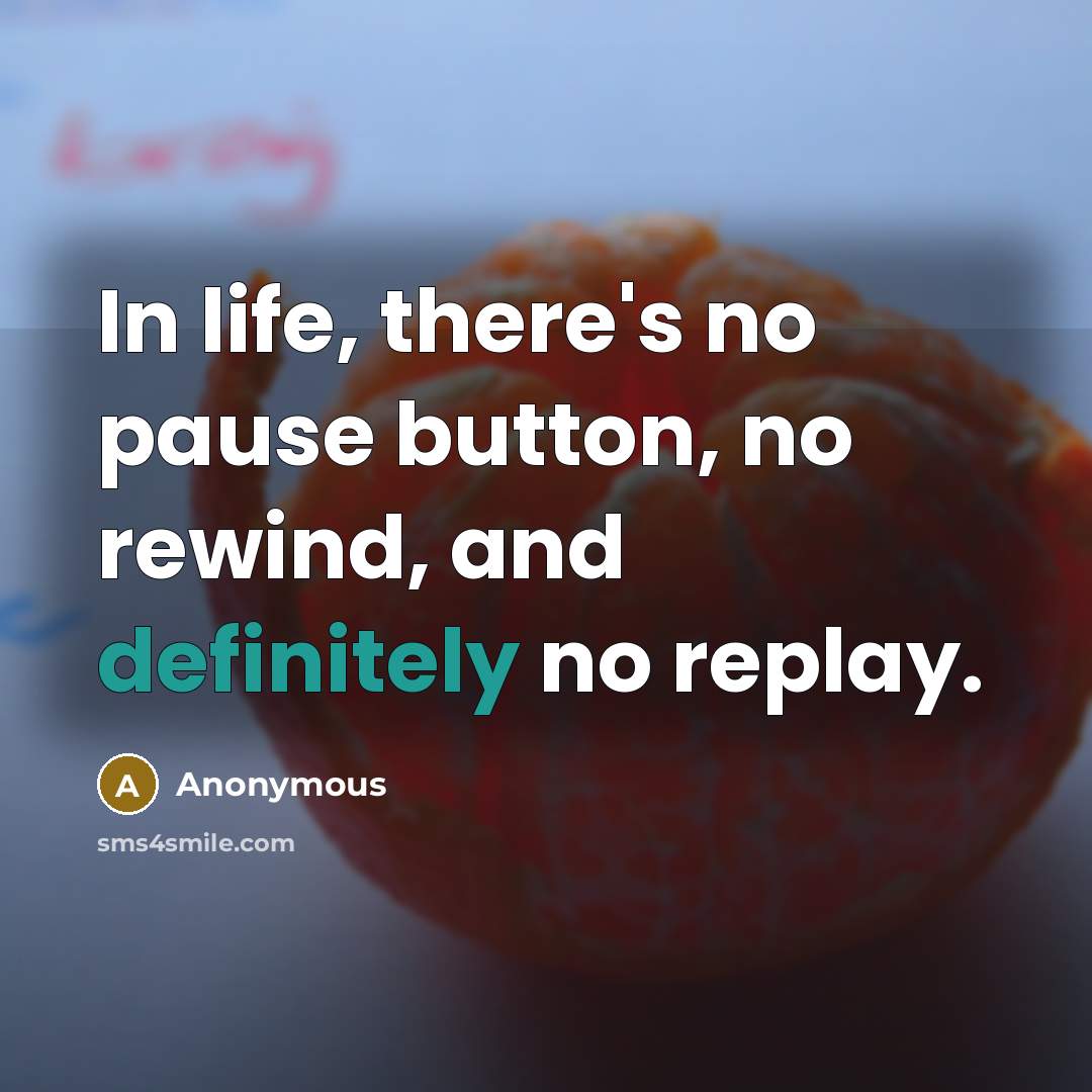 “In life, there's no pause button, no rewind, and definitely no replay.” quote by Anonymous
