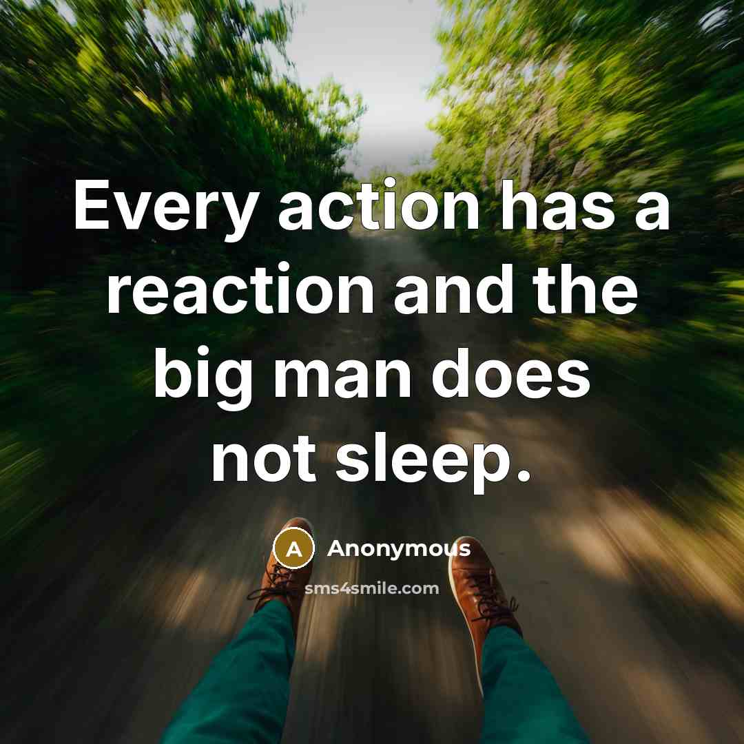 “Every action has a reaction and the big man does not sleep.” quote by Anonymous