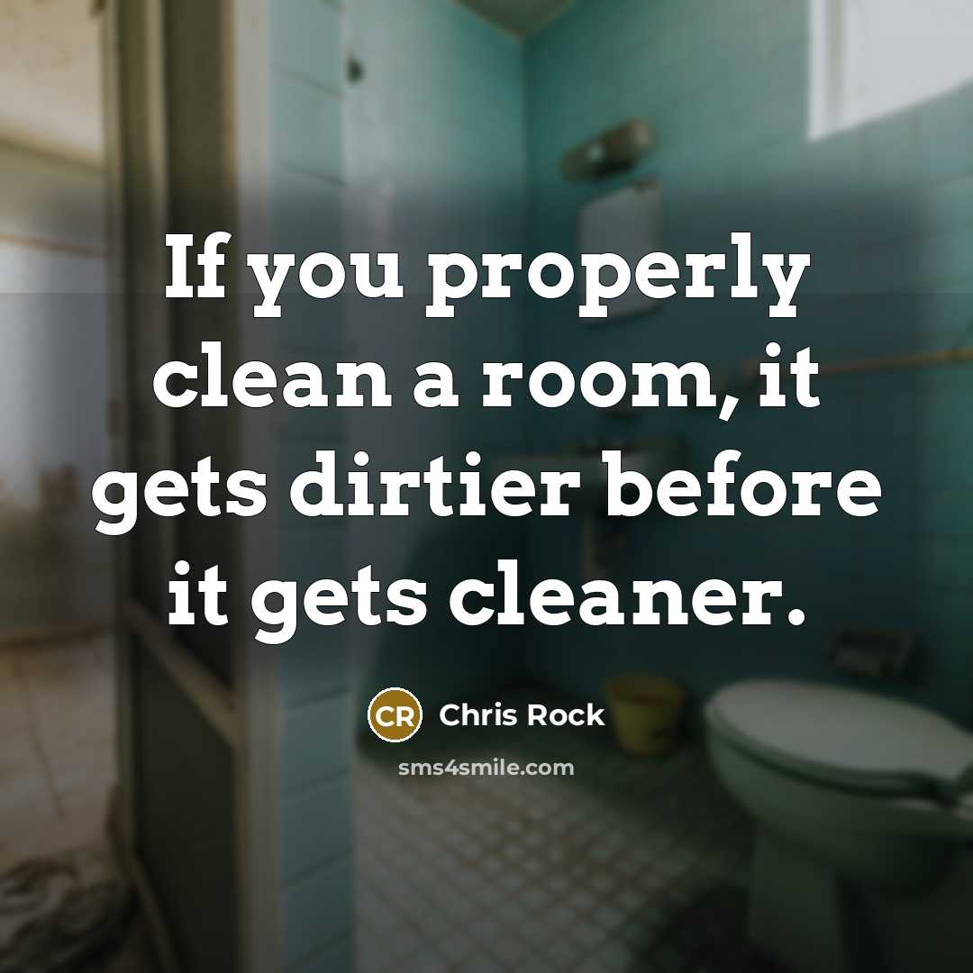 “If you properly clean a room, it gets dirtier before it gets cleaner.” quote by Chris Rock