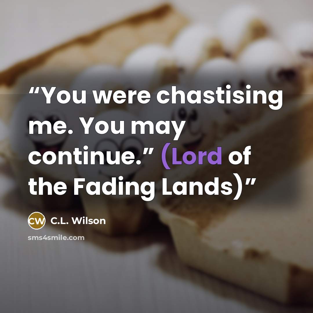 “You were chastising me. You may continue.” (Lord of the Fading Lands)” quote by C.L. Wilson