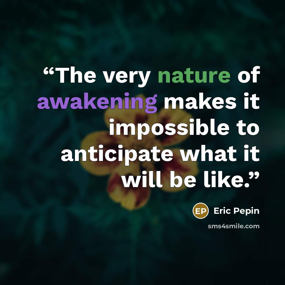 “The very nature of awakening makes it impossible to anticipate what it will be like.” quote by Eric Pepin