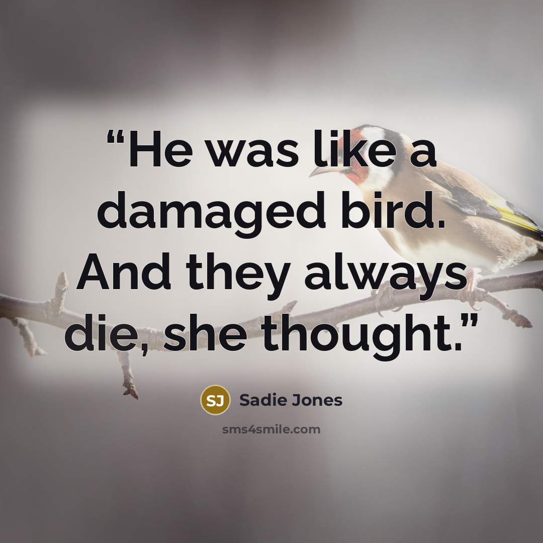 “He was like a damaged bird. And they always die, she thought.” quote by Sadie Jones