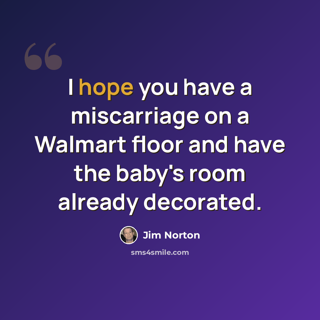 “I hope you have a miscarriage on a Walmart floor and have the baby's room already decorated.” quote by Jim Norton