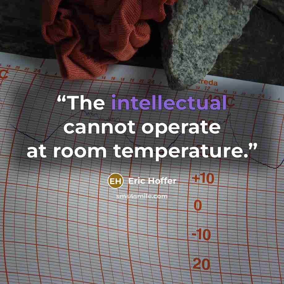 “The intellectual cannot operate at room temperature.” quote by Eric Hoffer