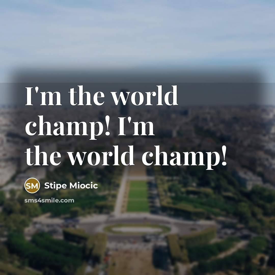 “I'm the world champ! I'm the world champ!” quote by Stipe Miocic