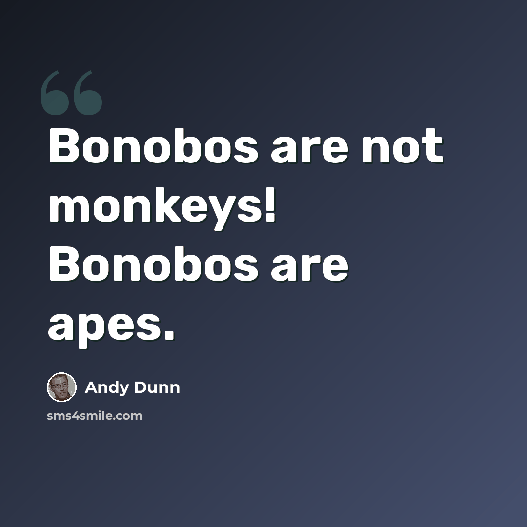 “Bonobos are not monkeys! Bonobos are apes.” quote by Andy Dunn