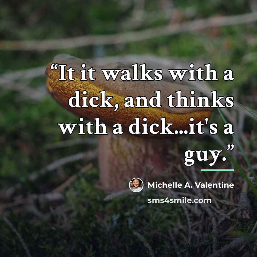 “It it walks with a dick, and thinks with a dick...it's a guy.” quote by Michelle A. Valentine