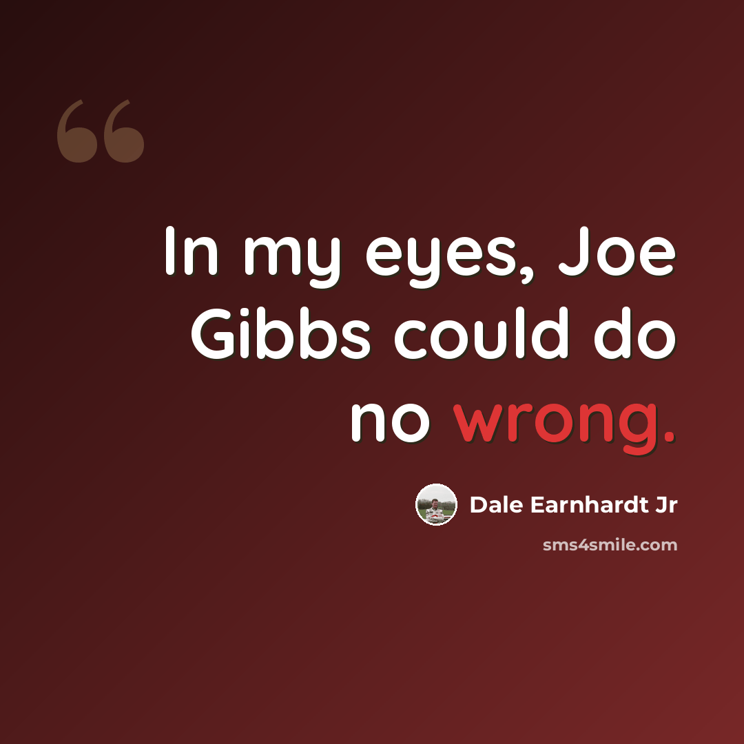“In my eyes, Joe Gibbs could do no wrong.” quote by Dale Earnhardt Jr
