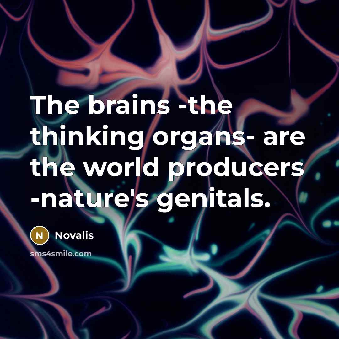 “The brains -the thinking organs- are the world producers -nature's genitals.” quote by Novalis