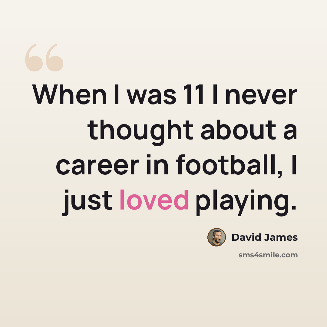 “When I was 11 I never thought about a career in football, I just loved playing.” quote by David James