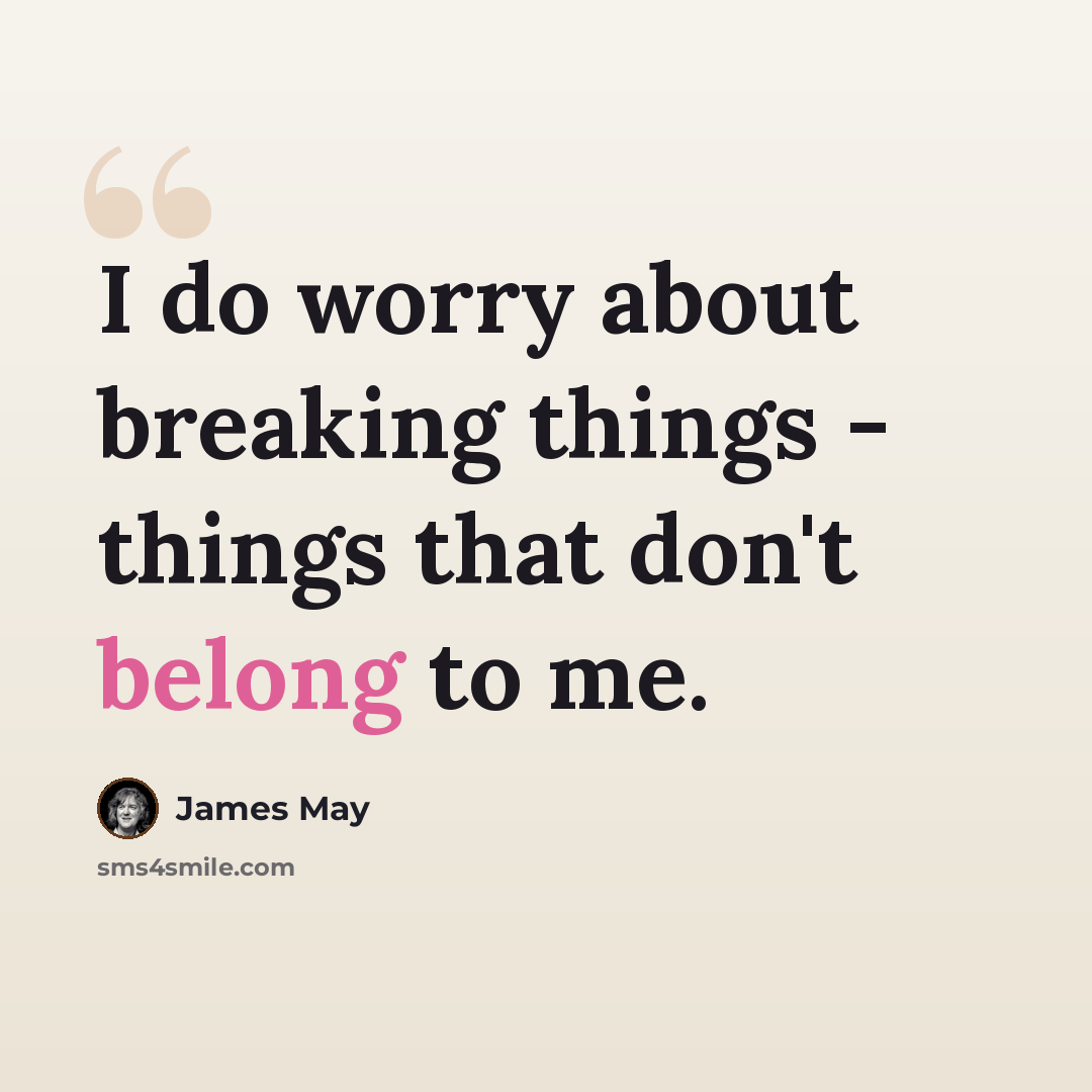 “I do worry about breaking things - things that don't belong to me.” quote by James May