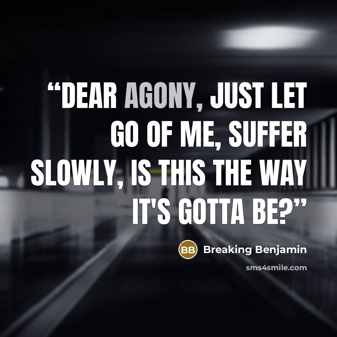 “Dear agony, just let go of me, suffer slowly, is this the way it's gotta be?” quote by Breaking Benjamin