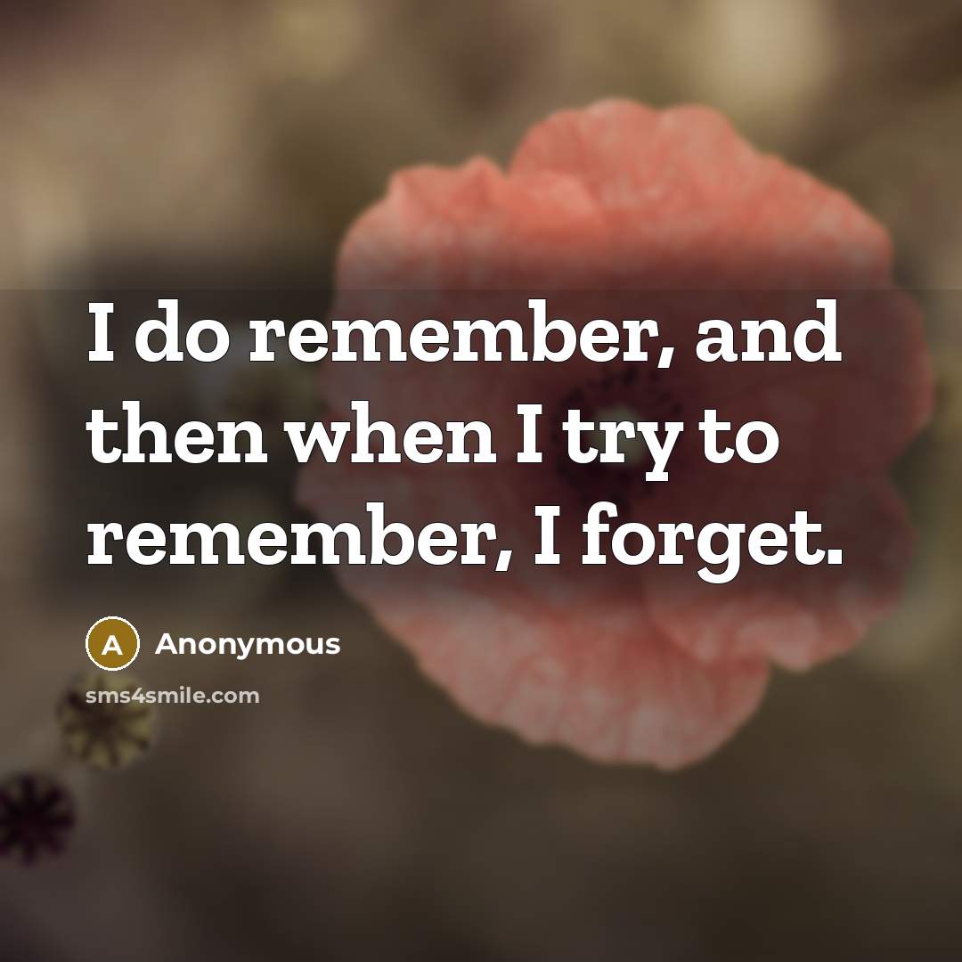 “I do remember, and then when I try to remember, I forget.” quote by Anonymous