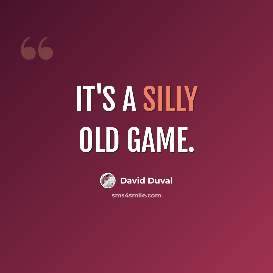 “It's a silly old game.” quote by David Duval