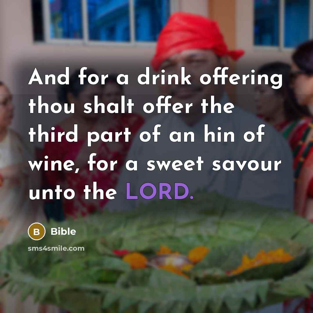 “And for a drink offering thou shalt offer the third part of an hin of wine, for a sweet savour unto the LORD.” quote by Bible