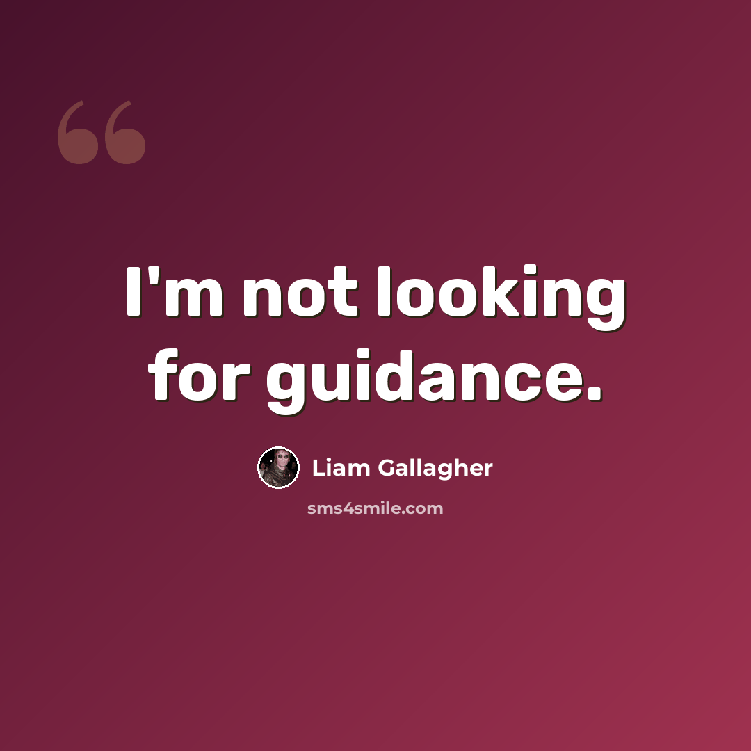 “I'm not looking for guidance.” quote by Liam Gallagher