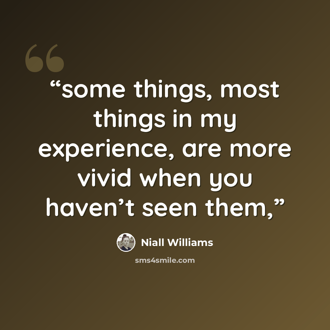 “some things, most things in my experience, are more vivid when you haven’t seen them,” quote by Niall Williams
