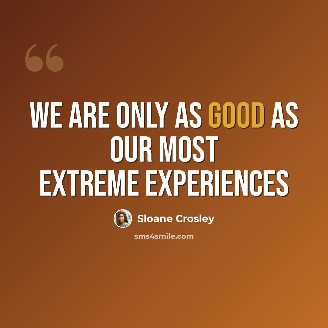 “We are only as good as our most extreme experiences” quote by Sloane Crosley