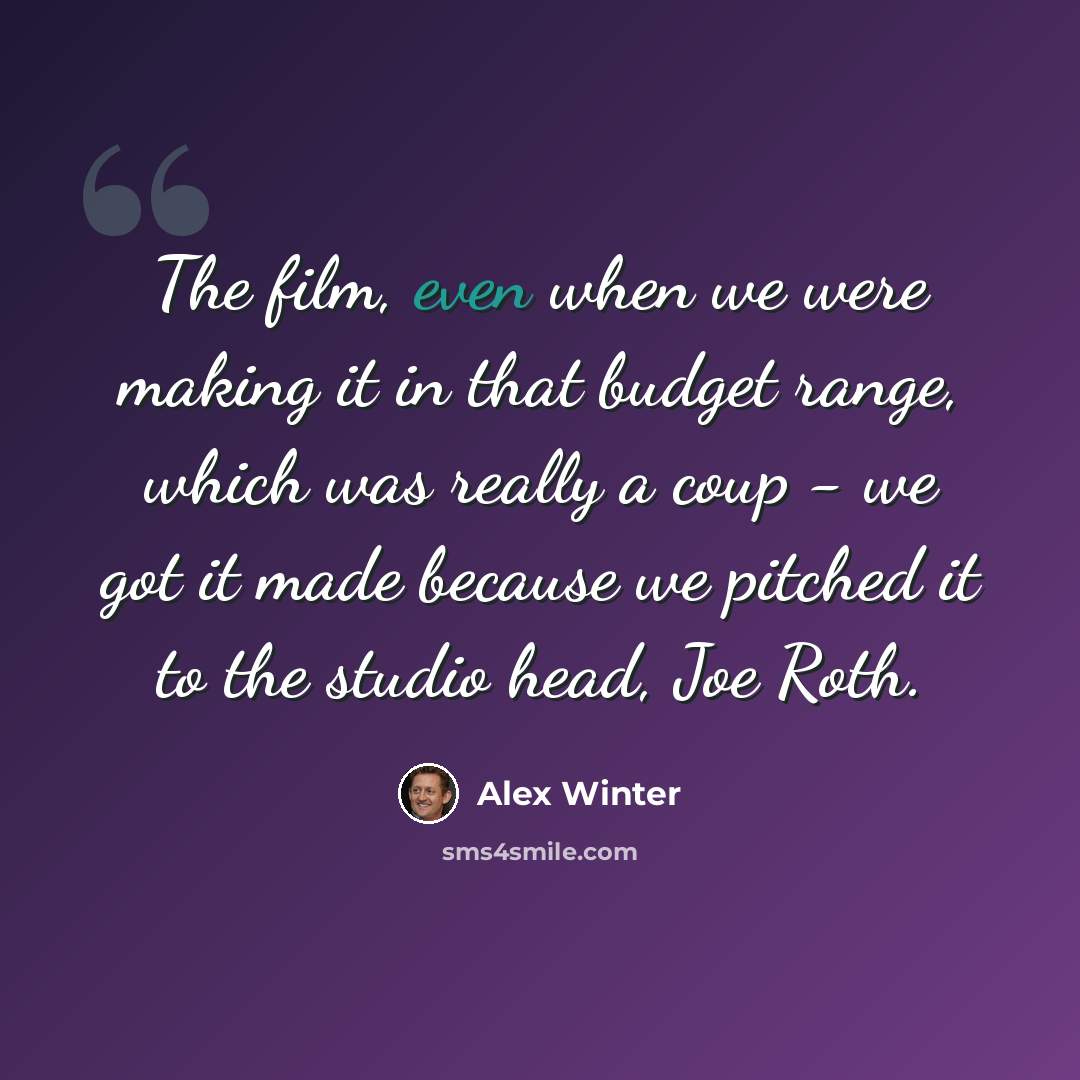 “The film, even when we were making it in that budget range, which was really a coup - we got it made because we pitched it to the studio head, Joe Roth.” quote by Alex Winter