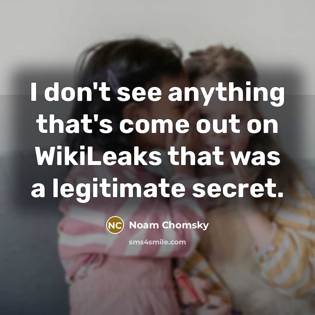 “I don't see anything that's come out on WikiLeaks that was a legitimate secret.” quote by Noam Chomsky