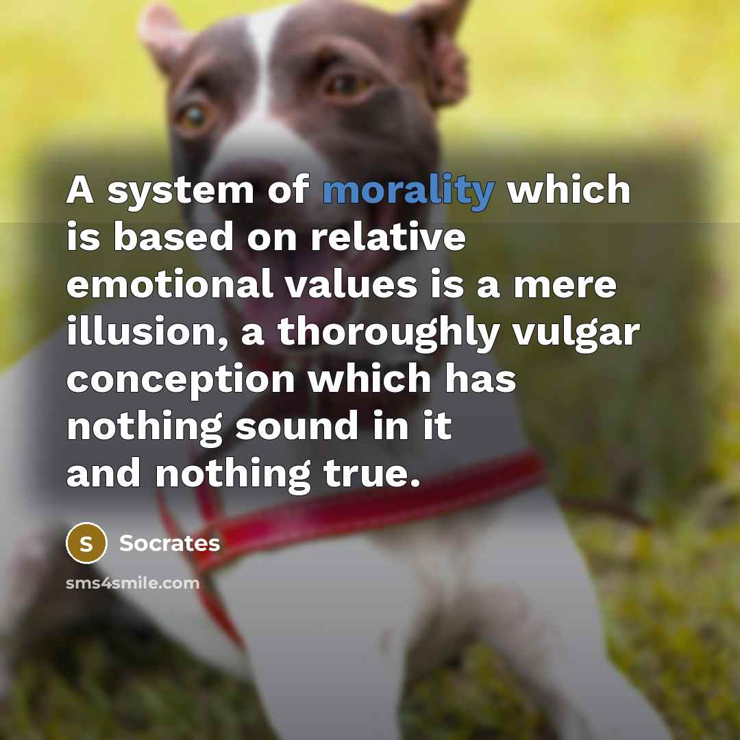 “A system of morality which is based on relative emotional values is a mere illusion, a thoroughly vulgar conception which has nothing sound in it and nothing true.” quote by Socrates