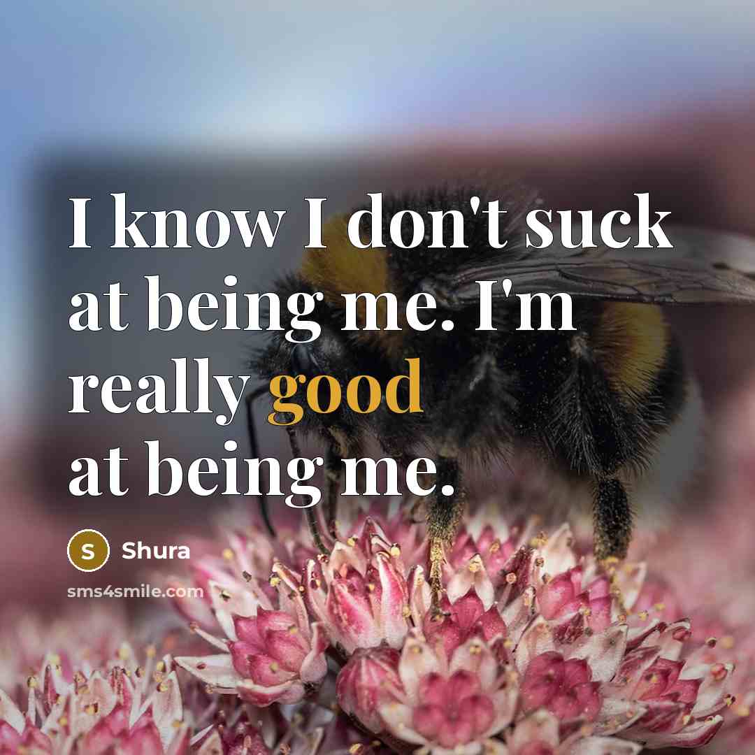 “I know I don't suck at being me. I'm really good at being me.” quote by Shura