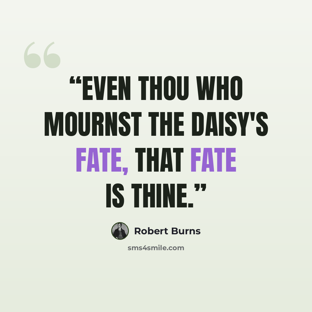 “Even thou who mournst the daisy's fate, that fate is thine.” quote by Robert Burns