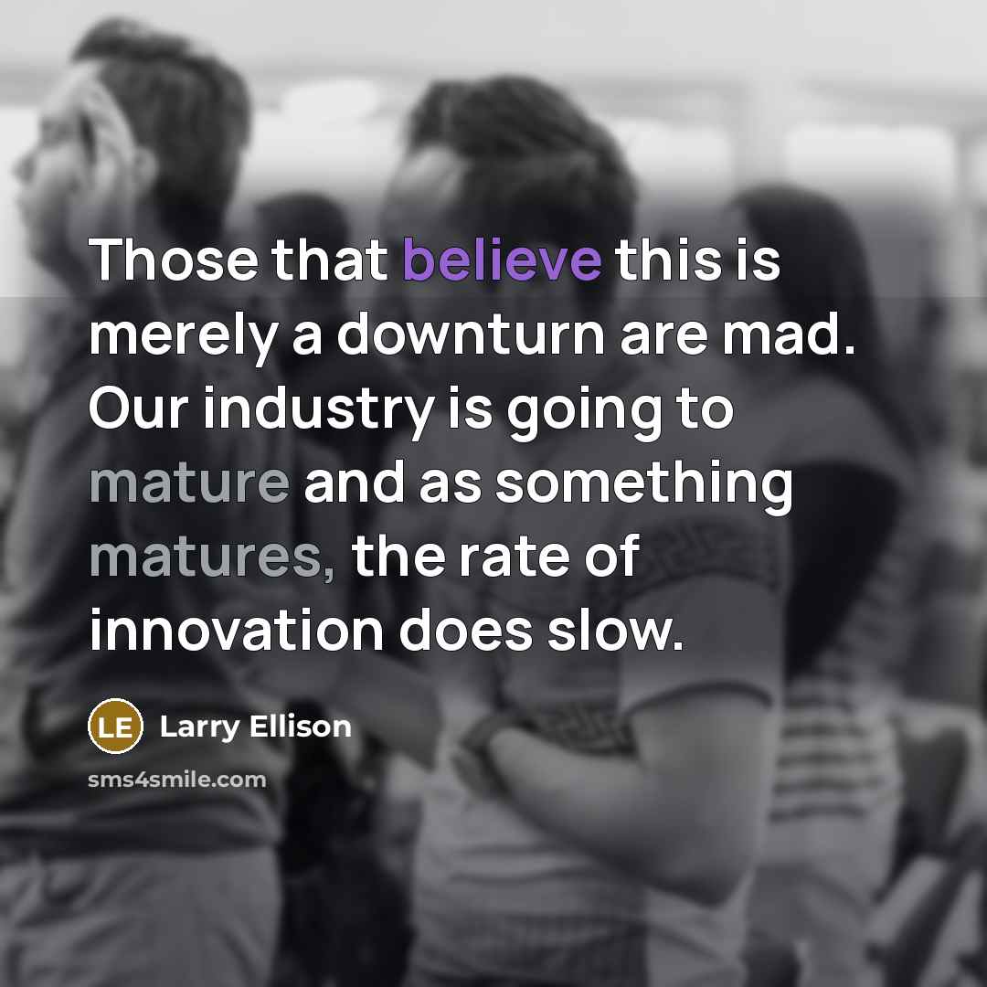 “Those that believe this is merely a downturn are mad. Our industry is going to mature and as something matures, the rate of innovation does slow.” quote by Larry Ellison
