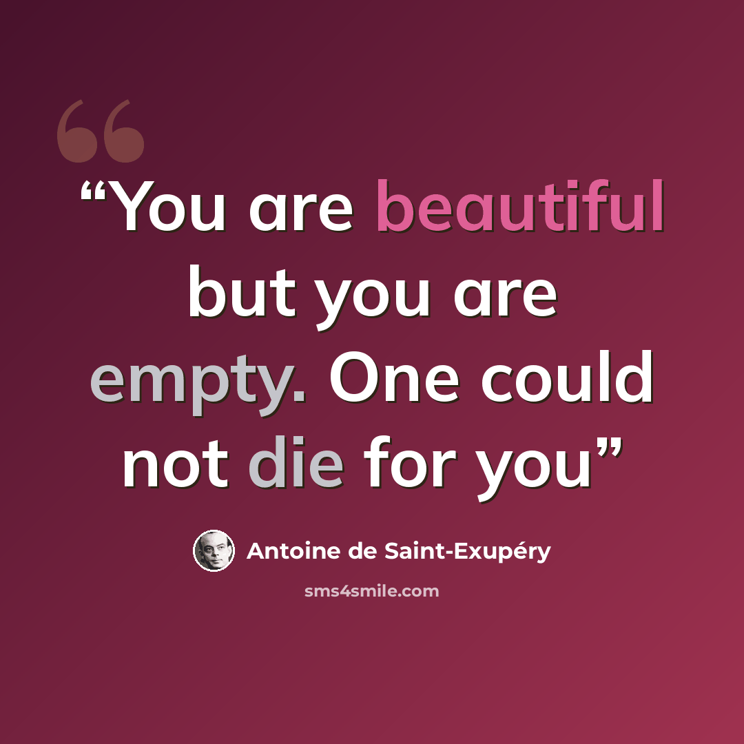 “You are beautiful but you are empty. One could not die for you” quote by Antoine de Saint-Exupéry