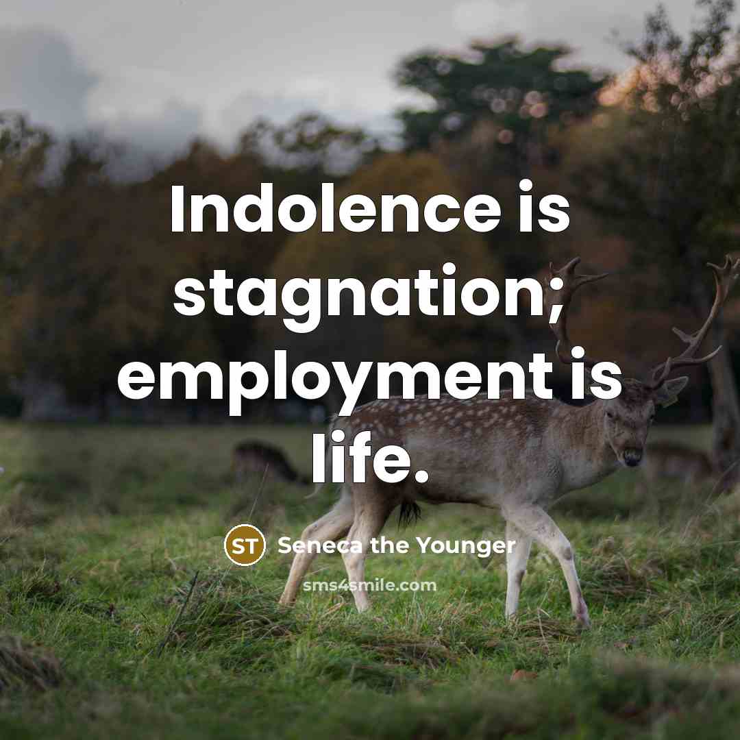“Indolence is stagnation; employment is life.” quote by Seneca the Younger