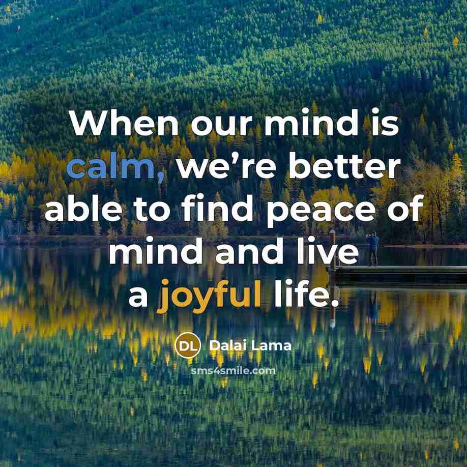 “When our mind is calm, we’re better able to find peace of mind and live a joyful life.” quote by Dalai Lama