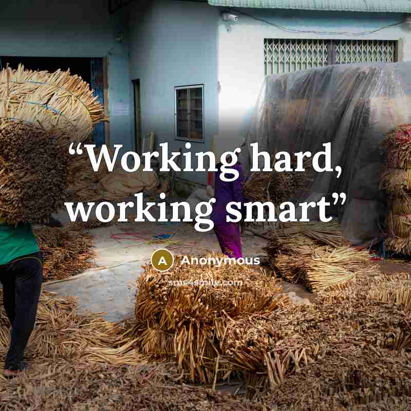 “Working hard, working smart” quote by Anonymous