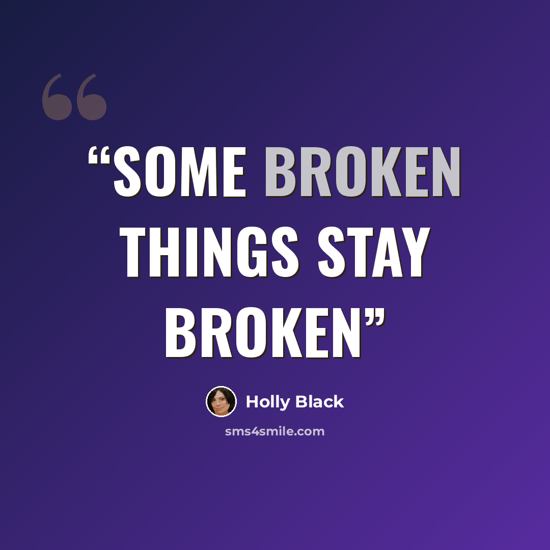 “Some broken things stay broken” quote by Holly Black