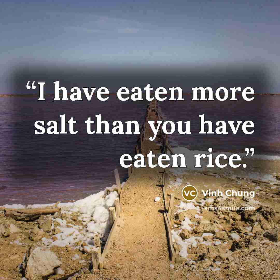 “I have eaten more salt than you have eaten rice.” quote by Vinh Chung