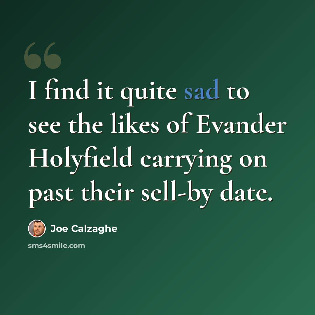“I find it quite sad to see the likes of Evander Holyfield carrying on past their sell-by date.” quote by Joe Calzaghe