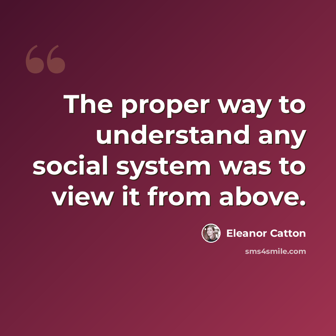 “The proper way to understand any social system was to view it from above.” quote by Eleanor Catton